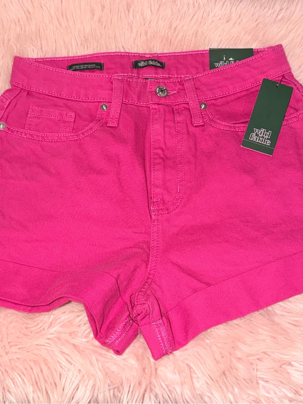 Wild Fable Bright Pink High-Rise Denim Shorts